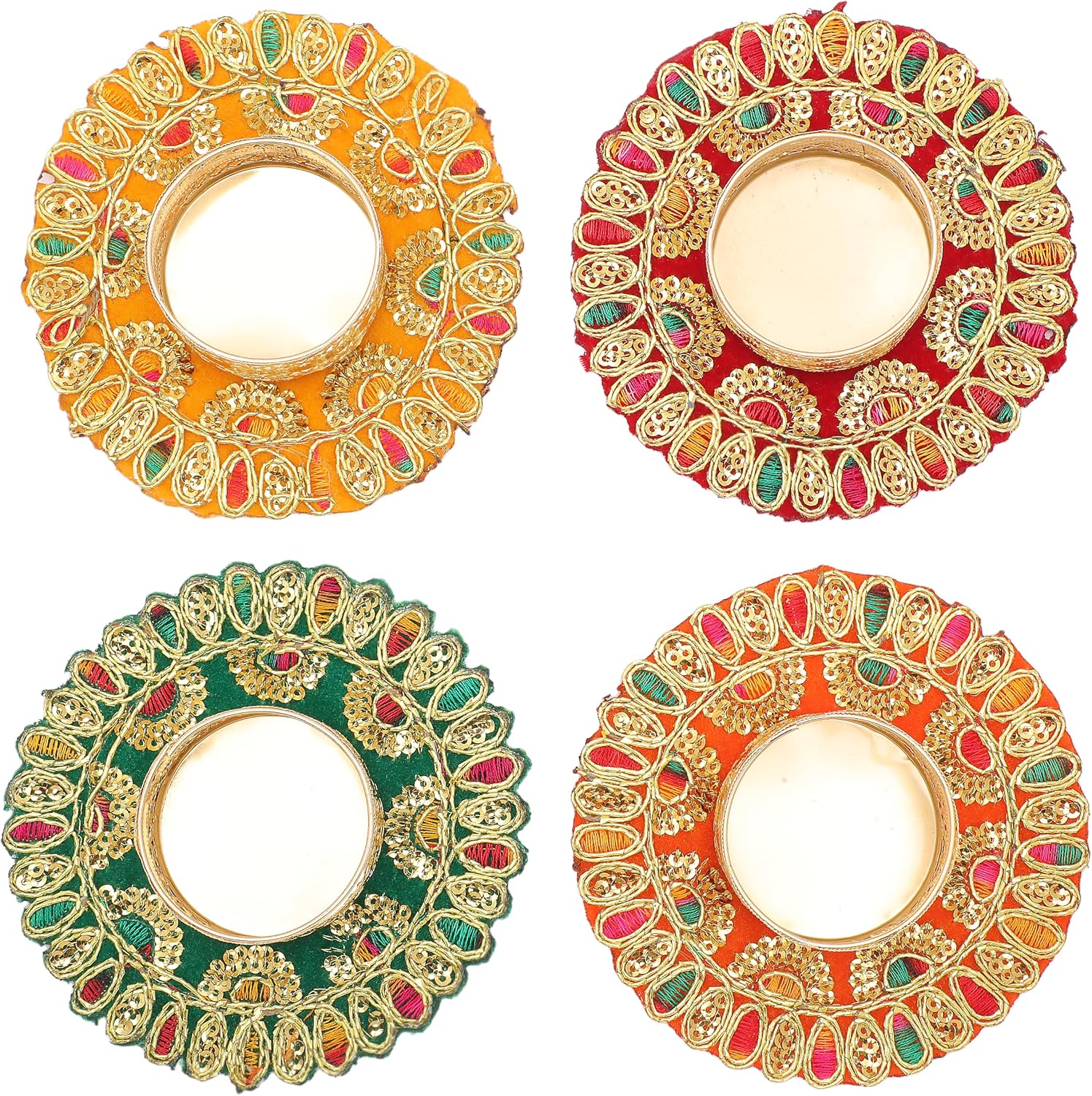 Round Placemat Set of Six with Artificial Greenery Border