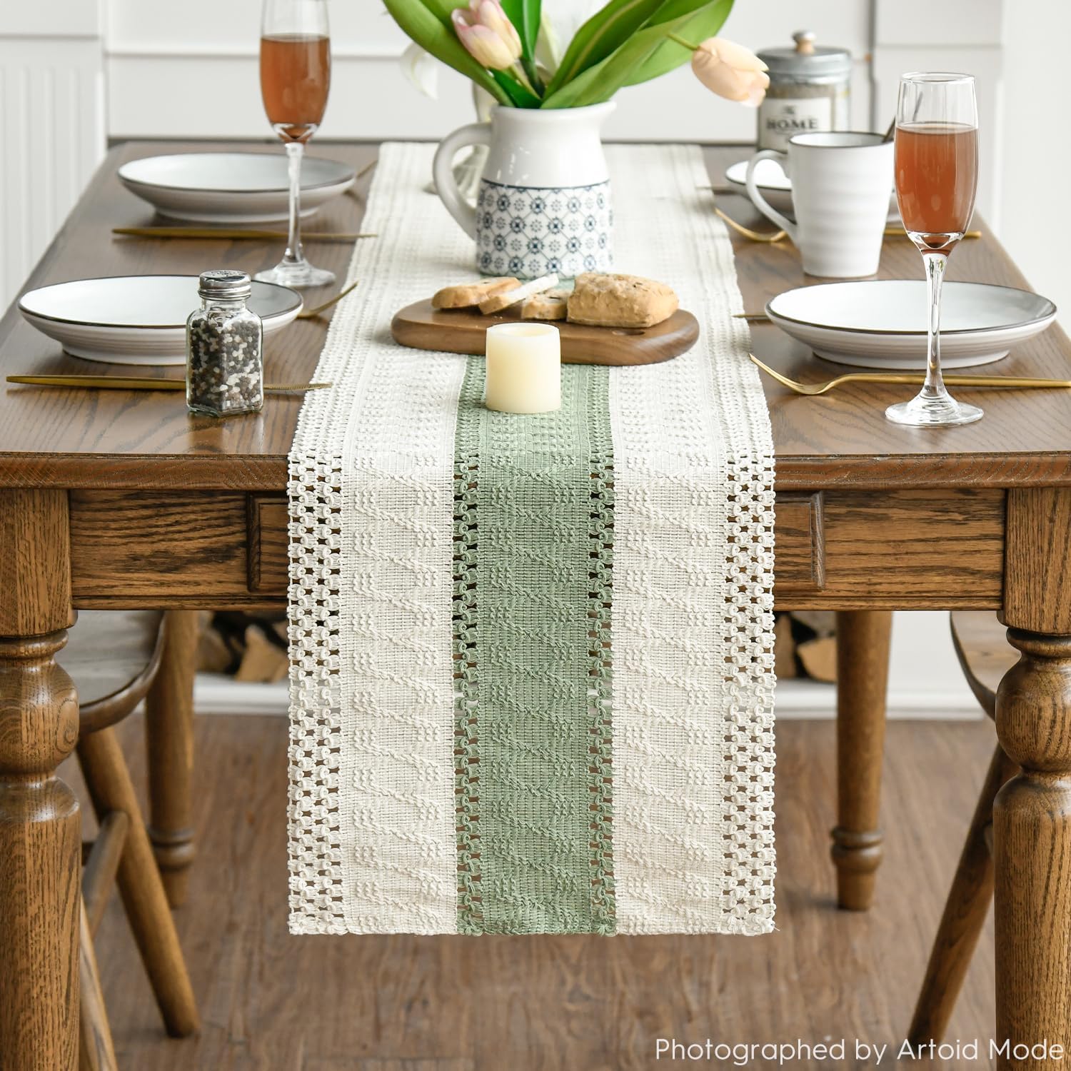 Table Runner in Woven Cotton, 12 by 72 Inches