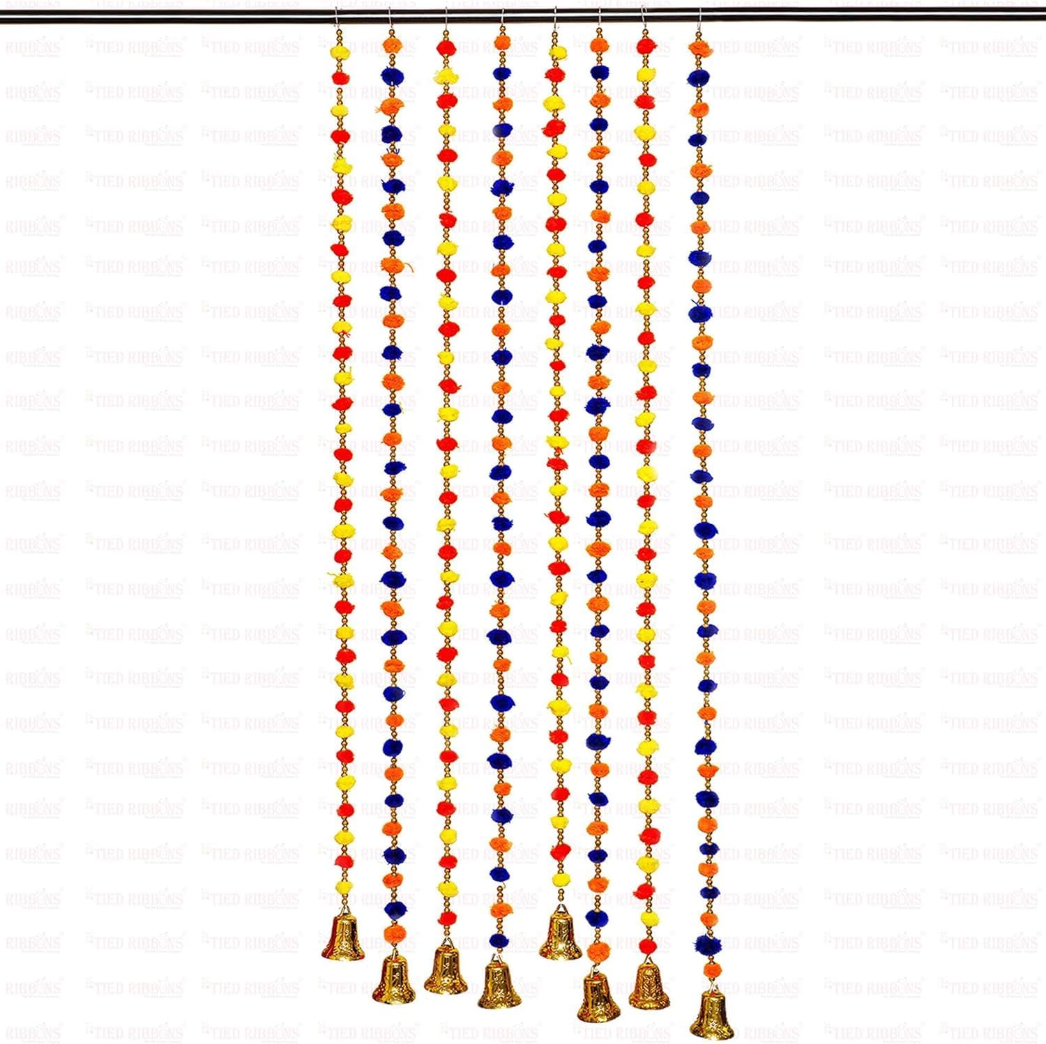 Woollen Flower Garland, Fabric Blooms Strung on Cord