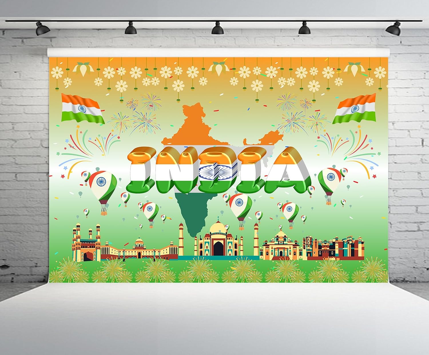 Independence Day Photo Backdrop in Polyester, 7 by 5 Feet