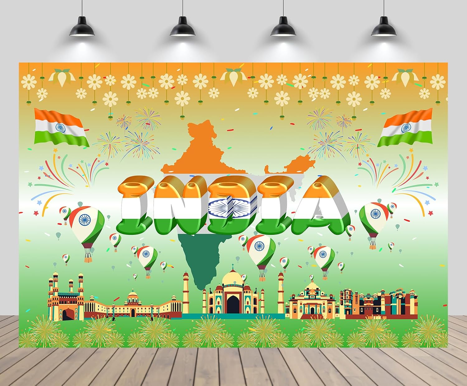 Independence Day Photo Backdrop in Polyester, 7 by 5 Feet