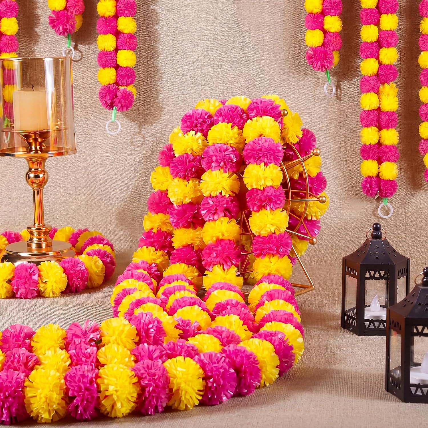 Artificial Flower Garland, 5 Feet, Faux Blooms on a Cord