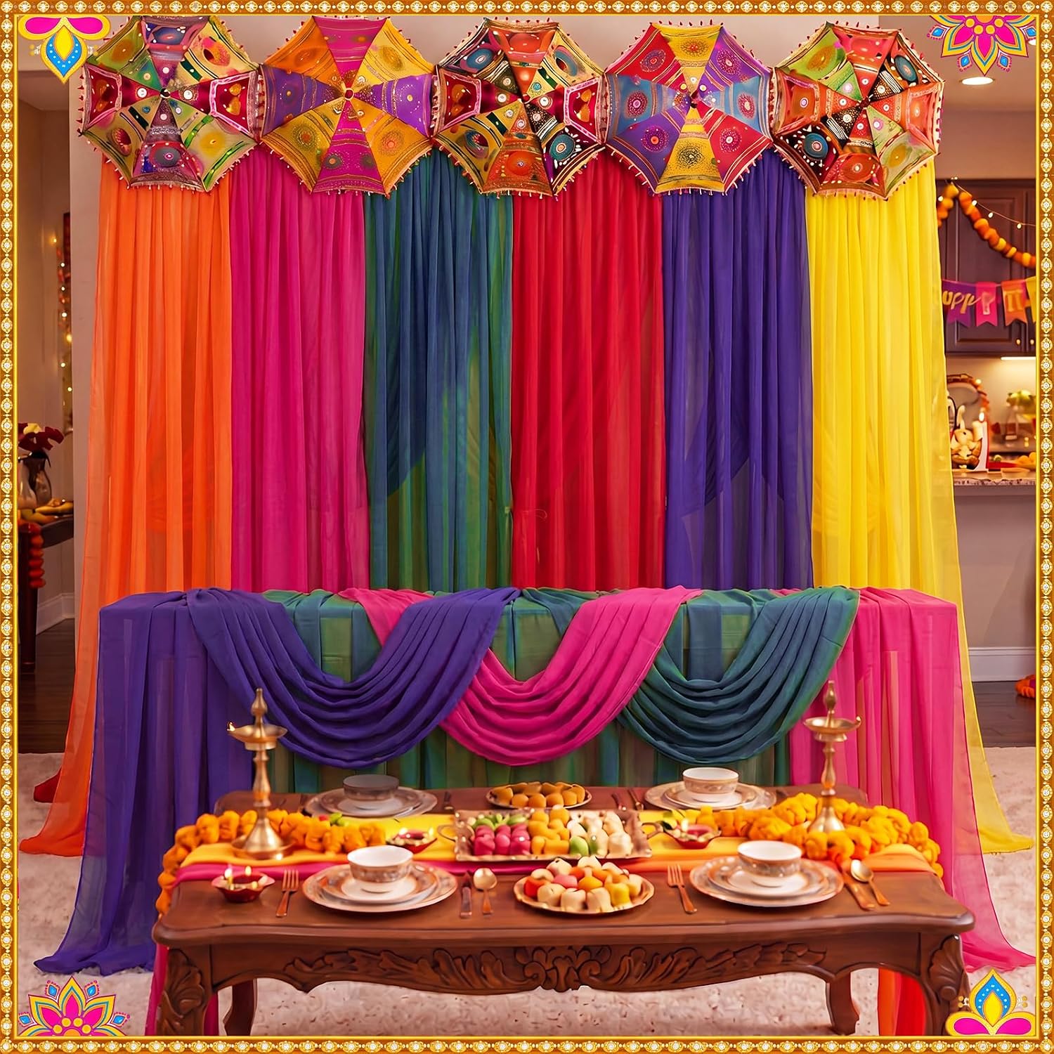 Sheer Chiffon Table Runner for Layered Table Settings