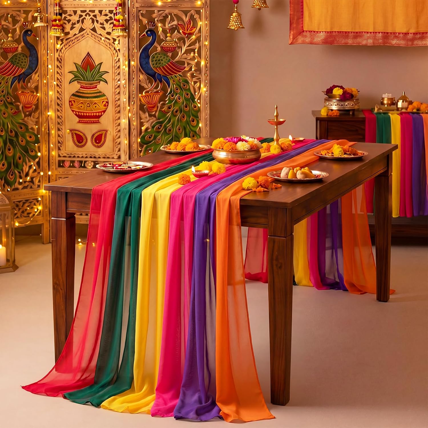 Sheer Chiffon Table Runner for Layered Table Settings
