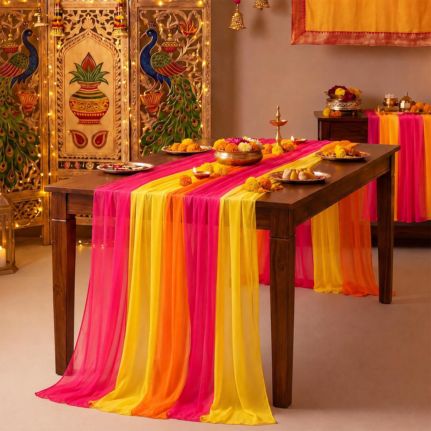 Sheer Chiffon Table Runner for Layered Table Settings